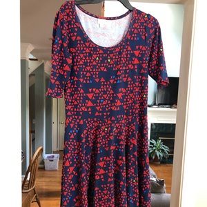 LULAROE Dress - Red & Blue Abstract   Size L